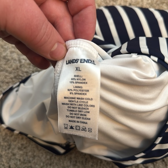 Lands End Navy and White Striped One Piece Swimsuit Size XL | Lands End Swimsuit - Picture 5 of 8